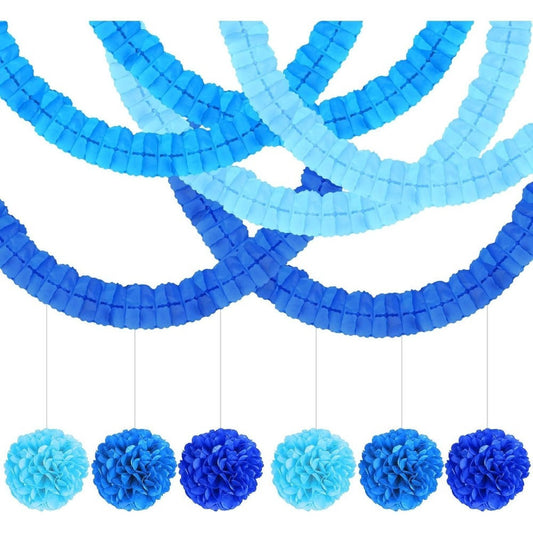 Party Decorations & Accessories - Paper Wall Decorations, 12-Piece Garland Set, Paper Party Garlands, Banners, Party Decorations, Blue Paper, Oktoberfest Party Accessories, Oktoberfest Beer Tent