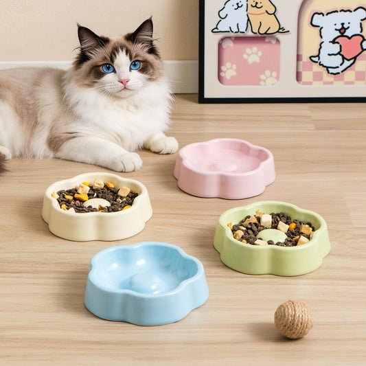 Macaron-colored Bud-shaped Ceramic Pet Bowl