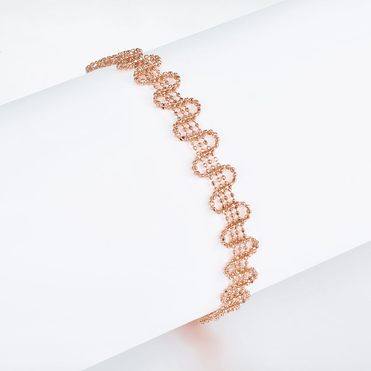 S925 Sterling Silver Wavy Chain Bracelet 19cm Adjustable 8.0mm Wide Clover Links Platinum Plated Fashion Gift Box