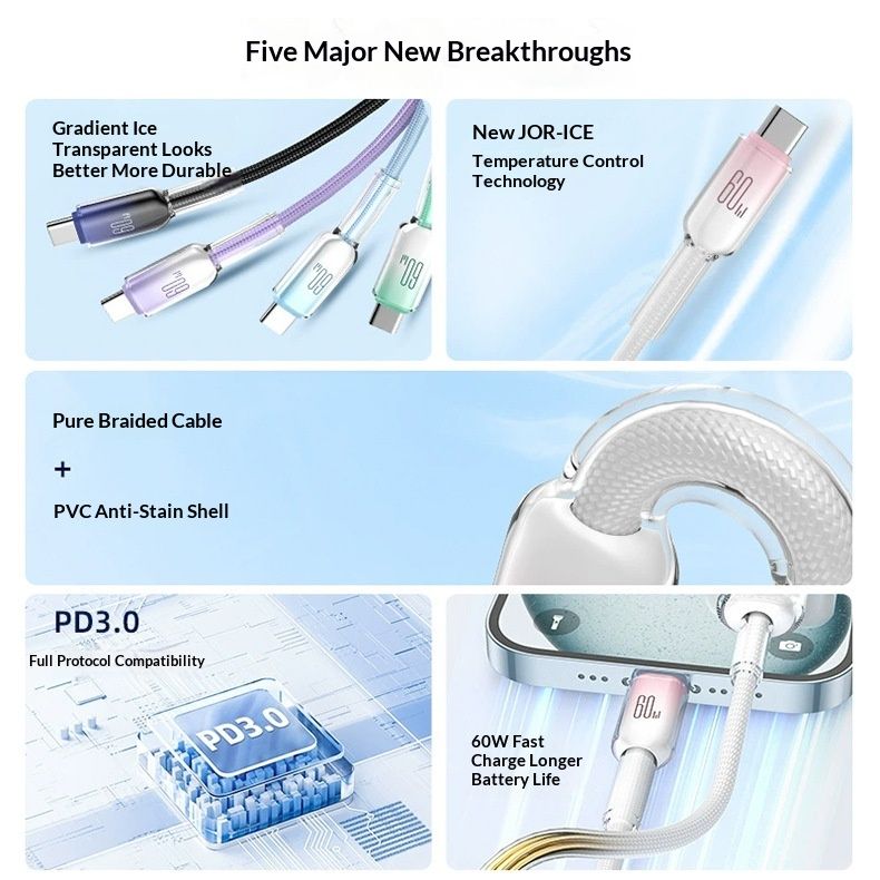 Fast-charging Phone Ice-crystal Gradient Data Cable