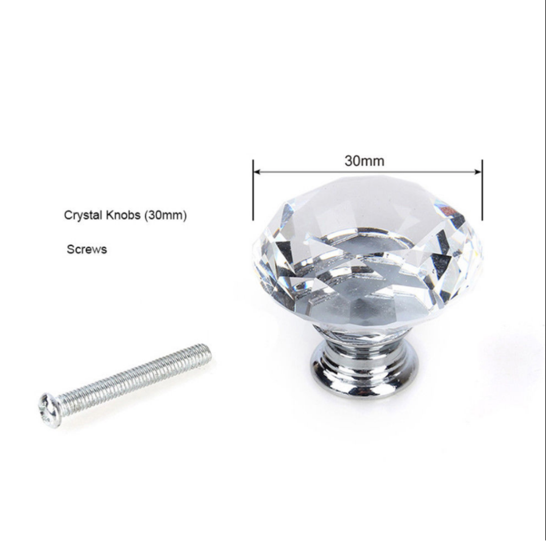 Crystal Clear Knob Diamond Glass Drawer Wardrobe Kitchen Cupboard Cabinet Handle