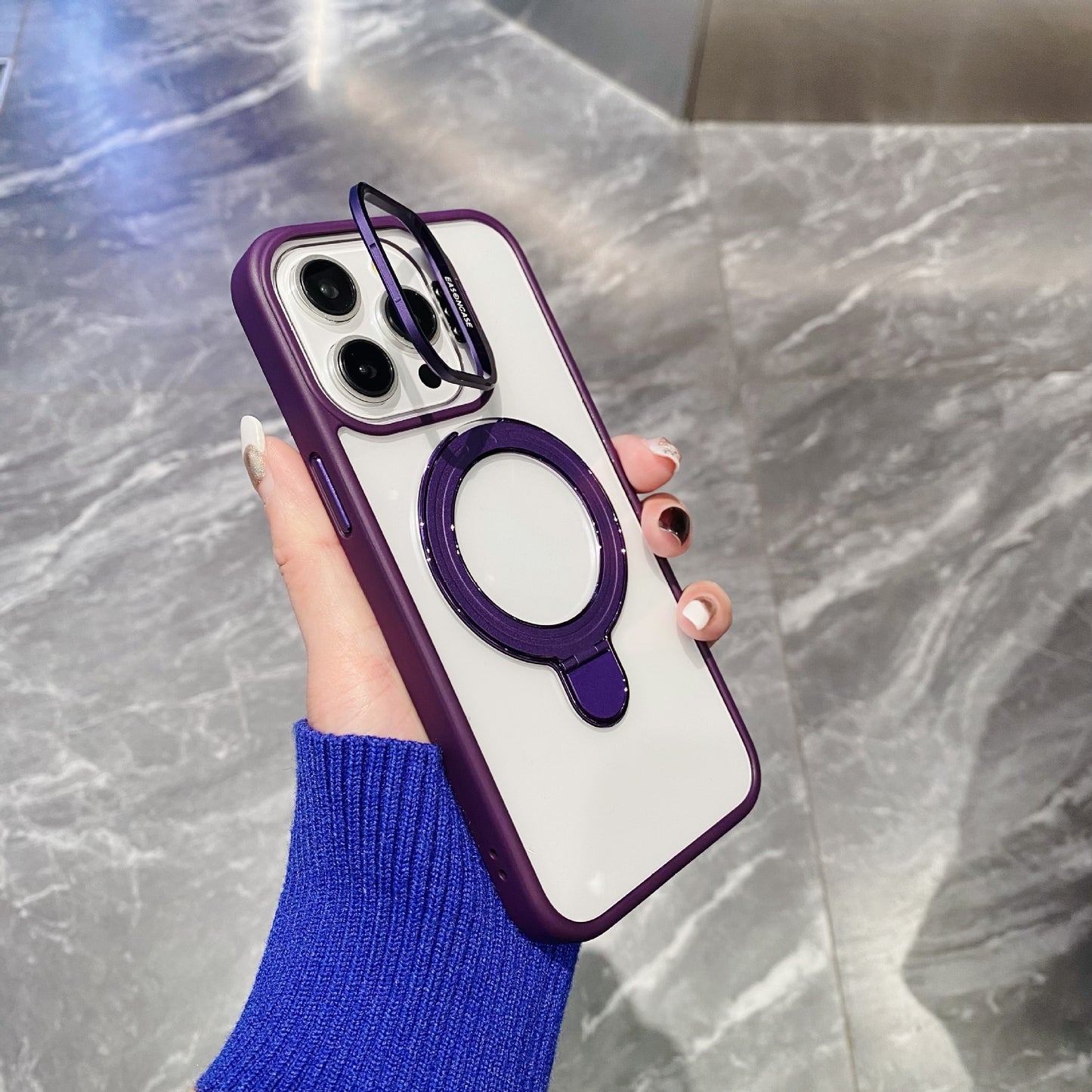 Simple Magnetic Charging Double Bracket Phone Case
