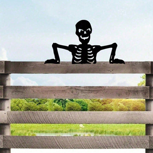 Gothic Metal Skull Silhouette Wall Plaque - Outdoor & Indoor Halloween Decor
