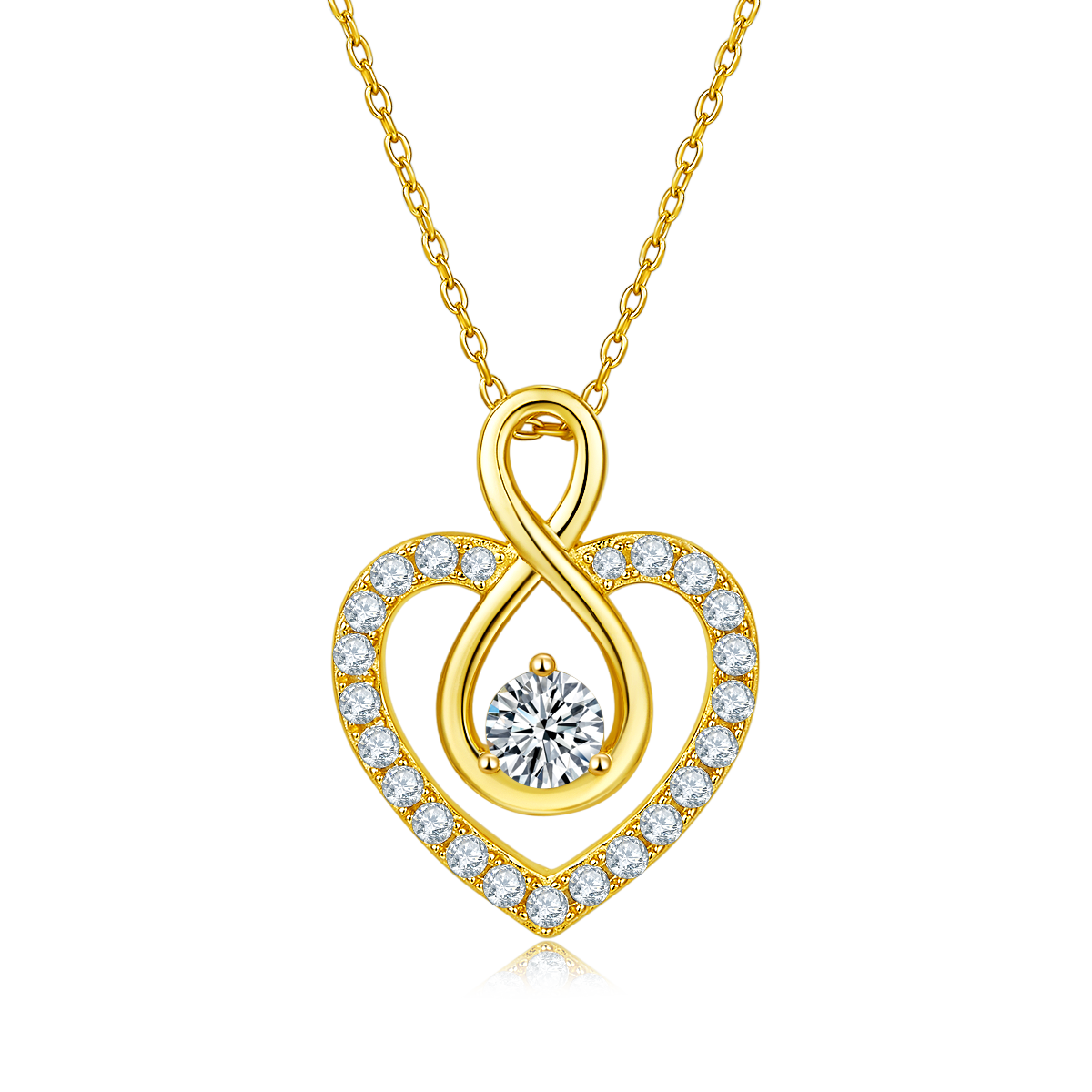 4.6g S925 Sterling Silver 1CT Moissanite Infinity Heart Necklace 45cm  23 Stone Pave Pendant With GRA, Platinum Plated Romantic Gift Box Set For Women