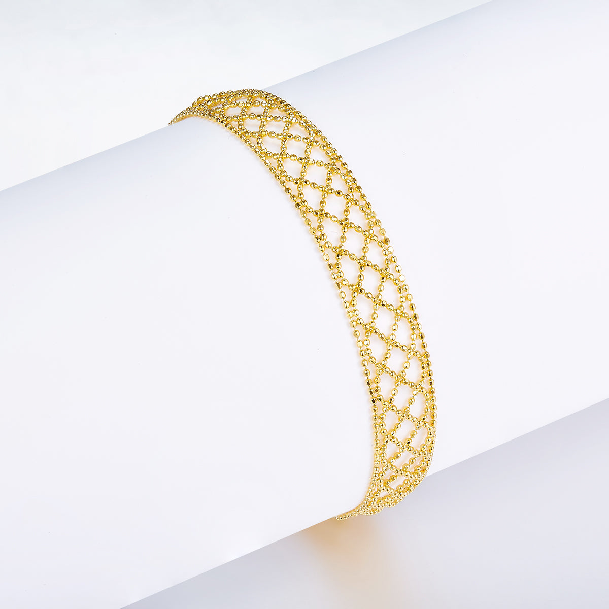 S925 Sterling Silver 10mm Wide Hollow Mesh Bracelet 18.5cm Adjustable 3.1g Platinum Gold Rose Gold Plated Gift Box