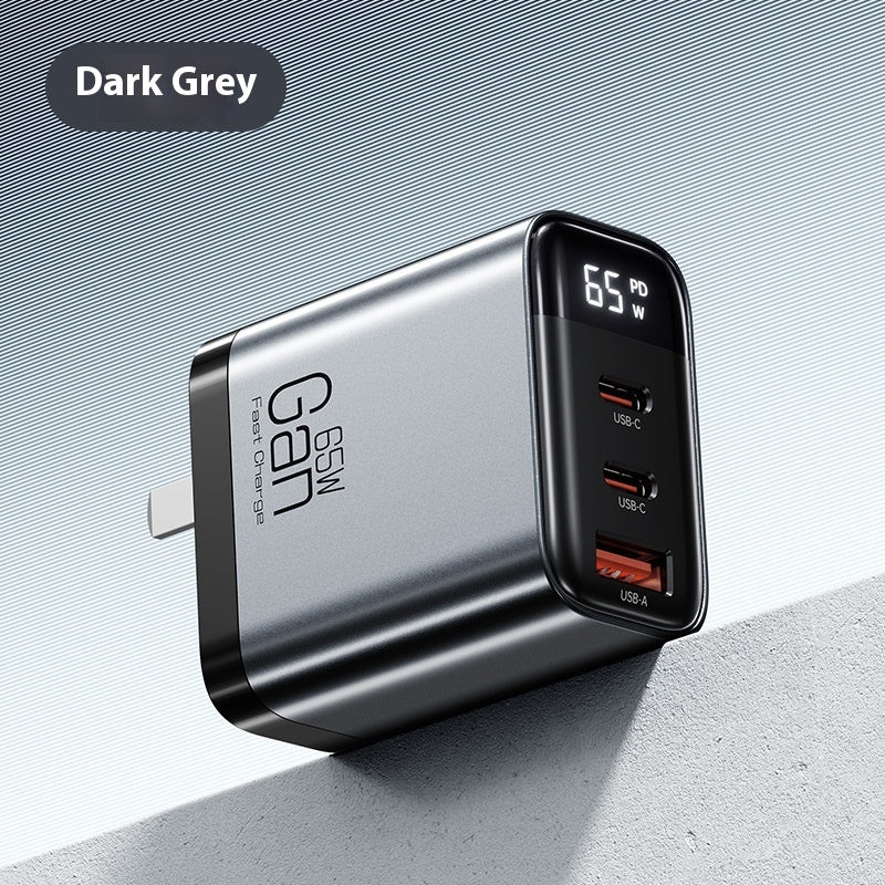 Gallium Nitride Three-port Charging Plug Smart Digital Display Mobile Phone Charger