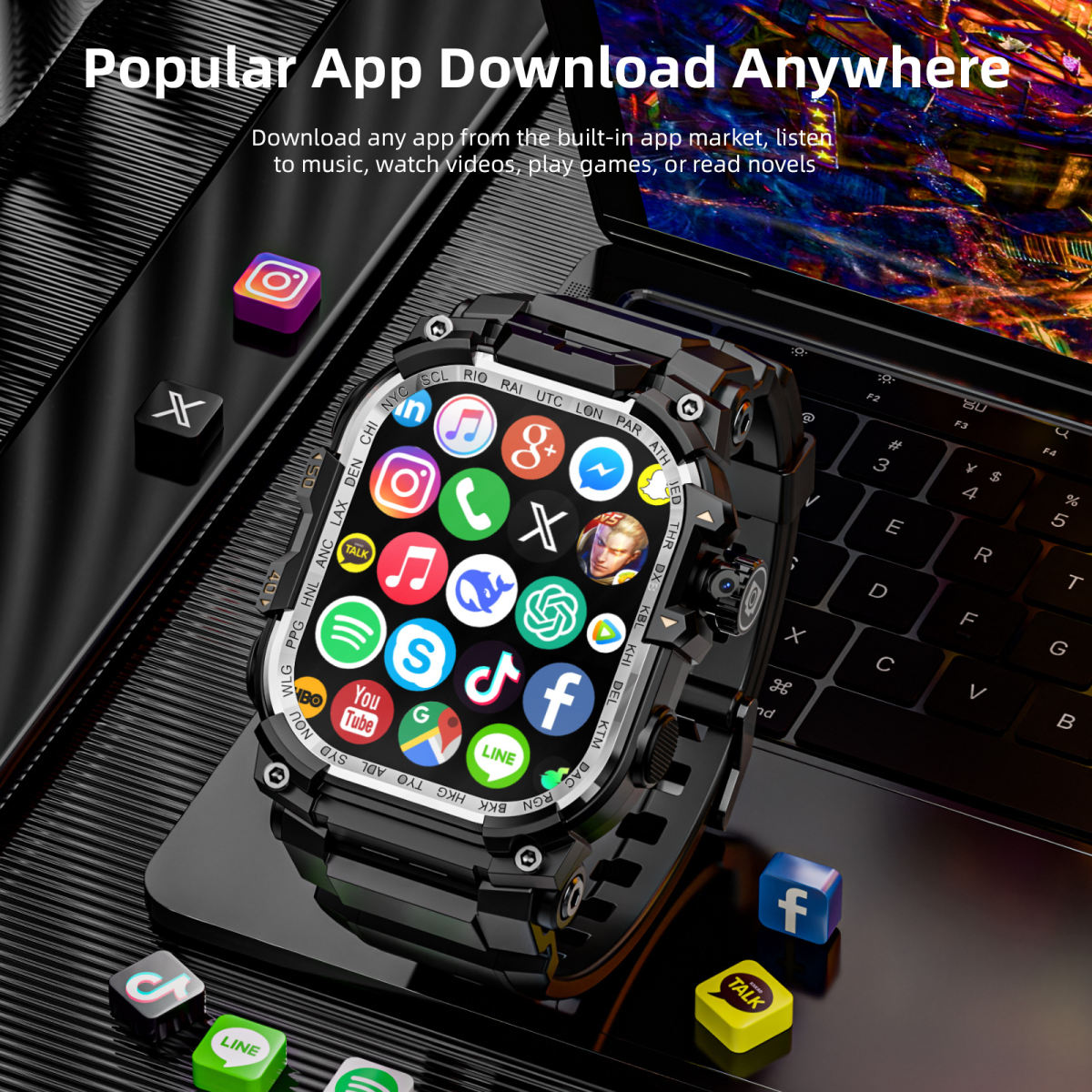 APPLLP 7 MAX Generous Screen Smart Watch Wifi Pull-out Camera