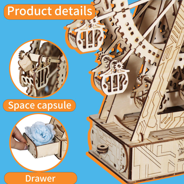 3d Wooden Puzzle Gear Ferris Wheel Music Box You Are My Sunshine Handmade Assembly Model Kit Holidays Brthdays Christmas Gifts