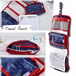 Makeup Travel Bag Cosmetic Storage Bag Hanging Toiletry Wash Organizer Pouch AU AF8218-navy Map-700019