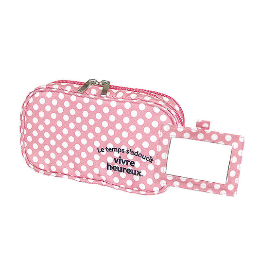 2 Layer Makeup Bag W  Mirror Travel Cosmetic Bag Organizer Brush Slots Portable