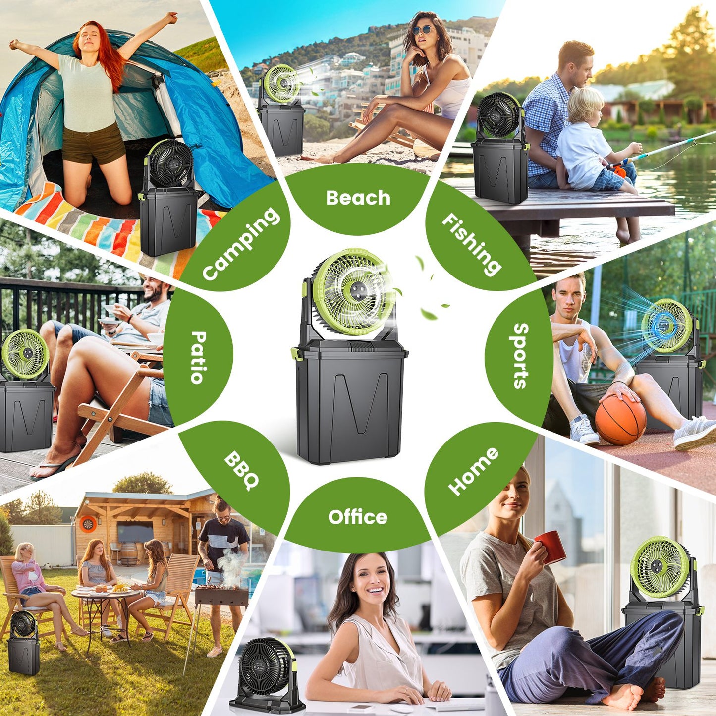 1Pc  5 In 1 20000mAh 10L Bucket Portable Misting Fan Indoor Outdoor Rechargeable Camping Cooling Fan Work As Air Cooler Humidifier Power Bank & RGB Night Light With Remote Control