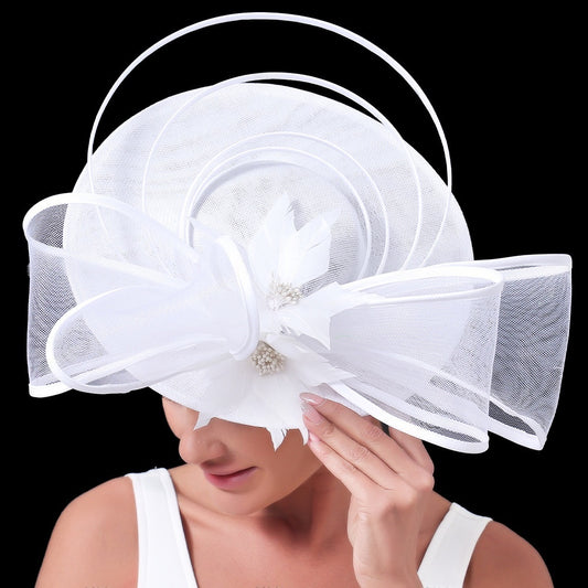Bridal Hair Accessory - Feathered Fascinator for Wedding Banquets Parties and Photo Shoots