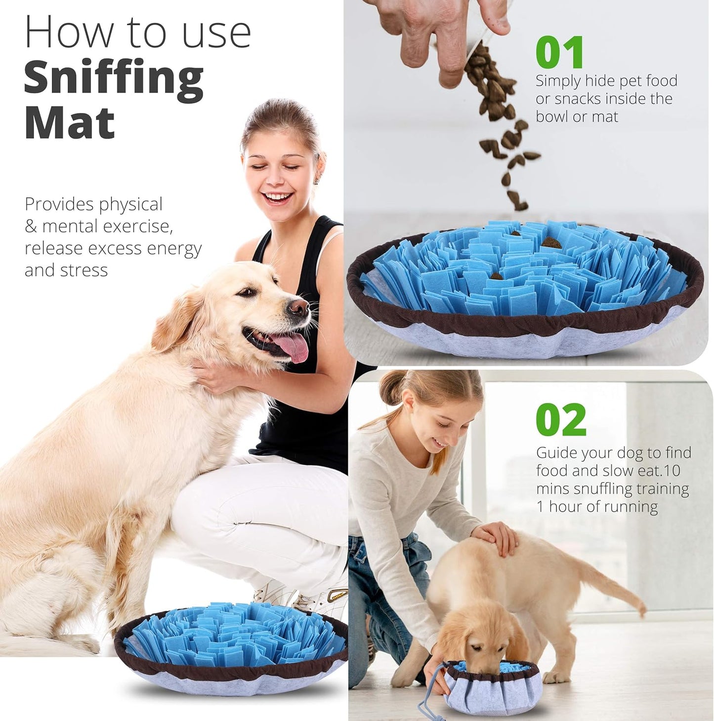 Adjustable Snuffle Mat For Dogs Large Breed Puzzle Toys Small Dog Enrichment Toys For Large Dogs Slow Eating Stress Relief Dog Toy For Feeding  Dog Mental Stimulation Toys