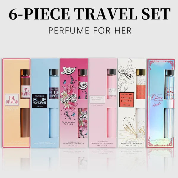 6pcs Travel Set, Women'S Eau De Parfuma Spray, Long Lasting Fragrance, 6 Different Flavor, Perfect For Holiday Gifts, Dating, Daily Life, Parties, 1.18 Fl Oz Bottle