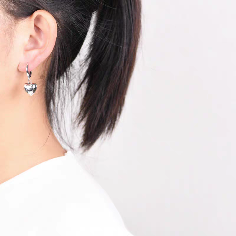 1 Pair 999 Sterling Silver Faceted Sparkly Heart Hoop Earrings, Minimalist & Elegant, Perfect For Daily, Dating & Gifting, Ideal Valentine's Gift