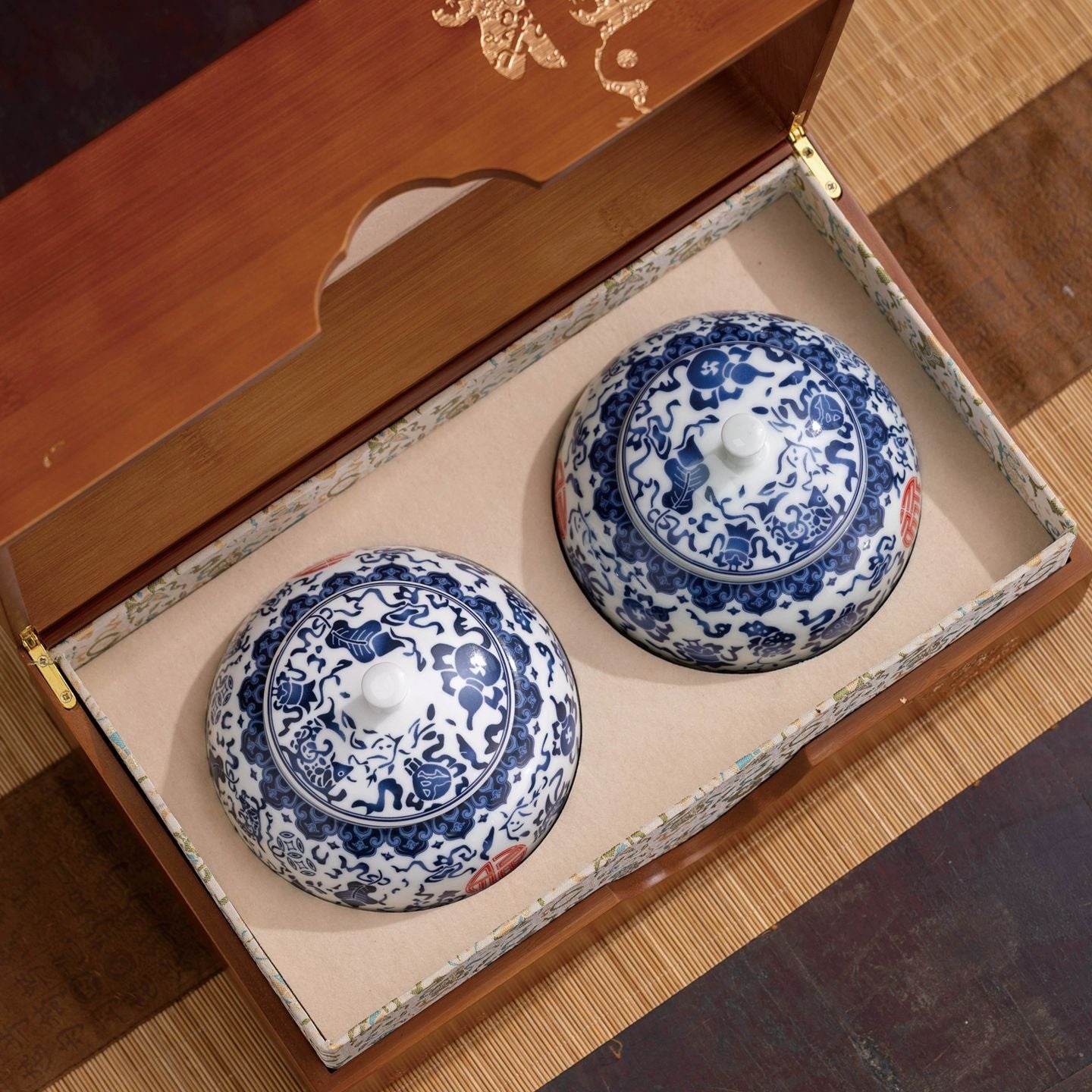 Lucky Bamboo Box Ceramic Jar Packaging Empty Universal Tea Packaging Box