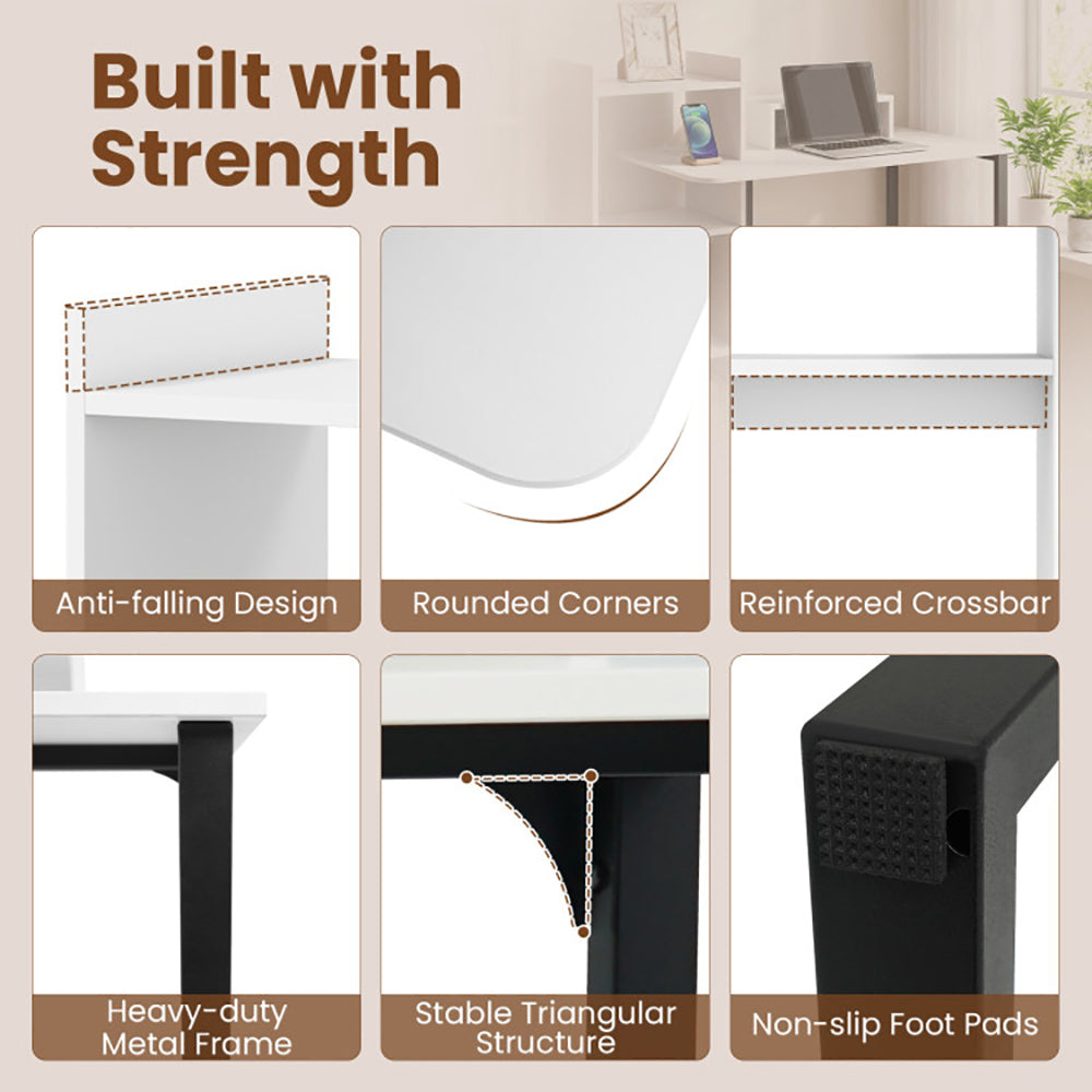 Computer Desk With Charging Station And Ergonomic Monitor Stand With Non-slip Foot Pads For Living Room, Bedroom, Study And Office