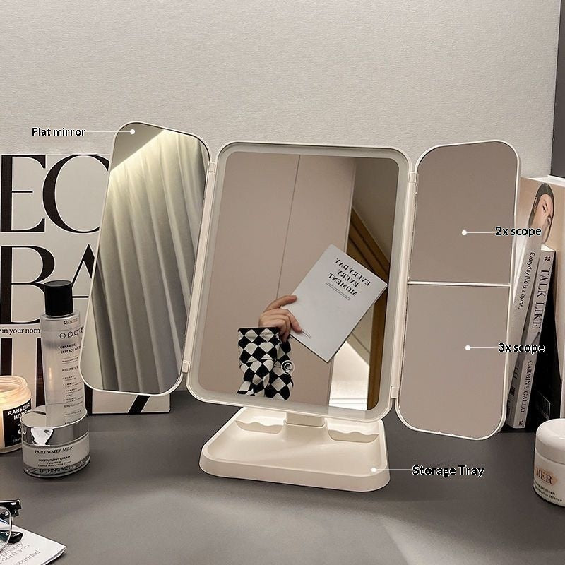 LED Makeup Mirror Desktop With Lights Foldable
