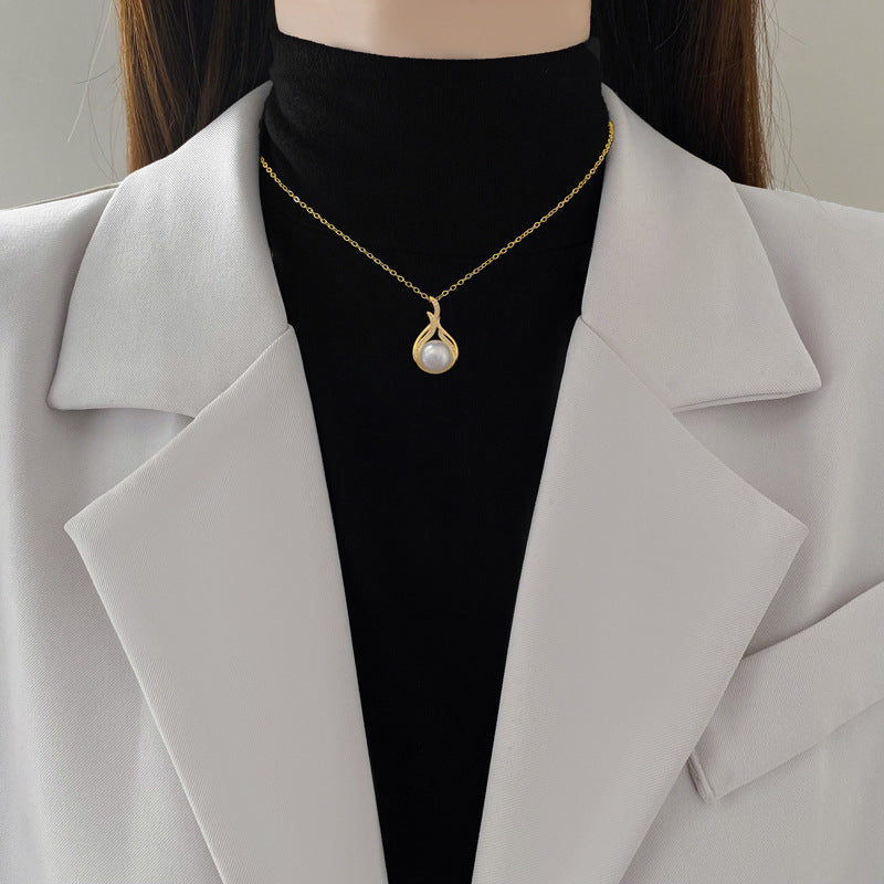 Pearl And Full-diamond Fashion Necklace For Women