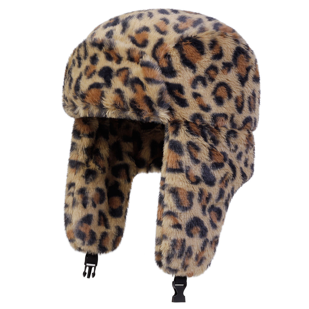 AutumnWinter Leopard-Print Plush Bucket Hat Korean-Style All-Match