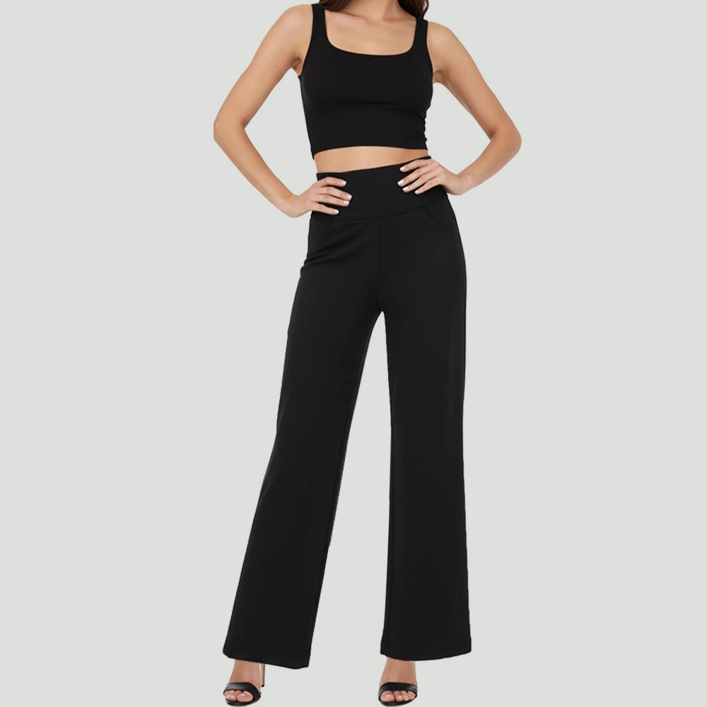 Womens Seamless EuropeanAmerican Style Fitness Trousers With Pockets