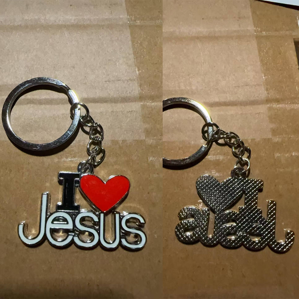 2pcs Jesus Pendants Keyrings Keychains Religious Door Car Key Holders Jesus Key Rings Religious Favors For Christians Easter Prayer Gifts
