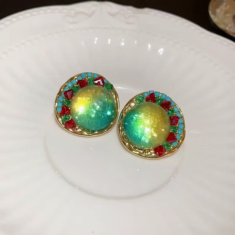 2026 New Niche Unique Earrings For Women, Exaggerated Large Designer Enamel Retro Dangle Studs, High-End Fashion Ear Jewelry