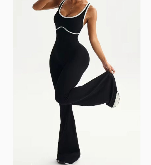 Crew Neck Yoga And Fitness Tight Flared Pants