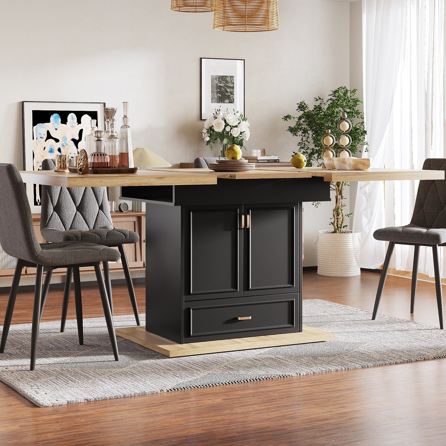Extendable Dining Table - 110-140 Cm Wooden Table For Kitchen & Dining Room - 6-person Dining Table - Dimensions 110 X 80 X 75 Cm - For Terrace And Living Room