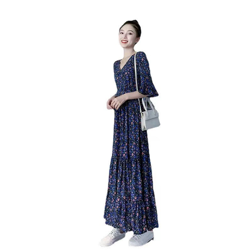 Summer New Korean-style Floral Print Dress For Women