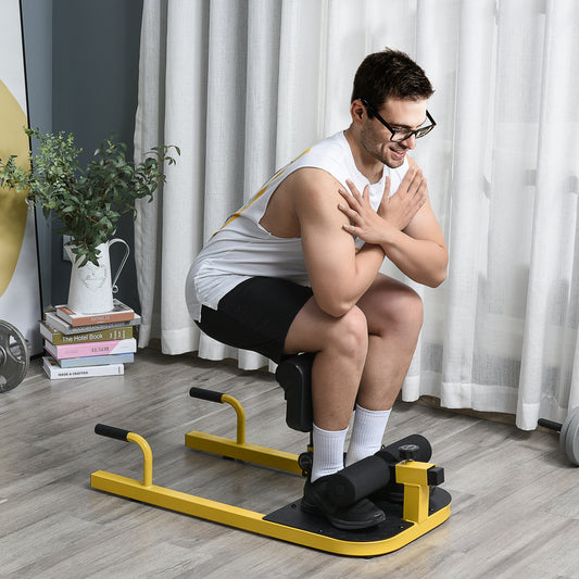 3-in-1 Padded Push Up Sit Up Deep Sissy Squat Machine Home Gym Fitness Equipment, Yellow
