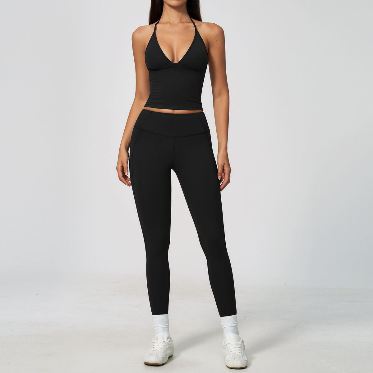 Halterneck Backless High-Compression Tummy-Control Yoga Outfit For Women