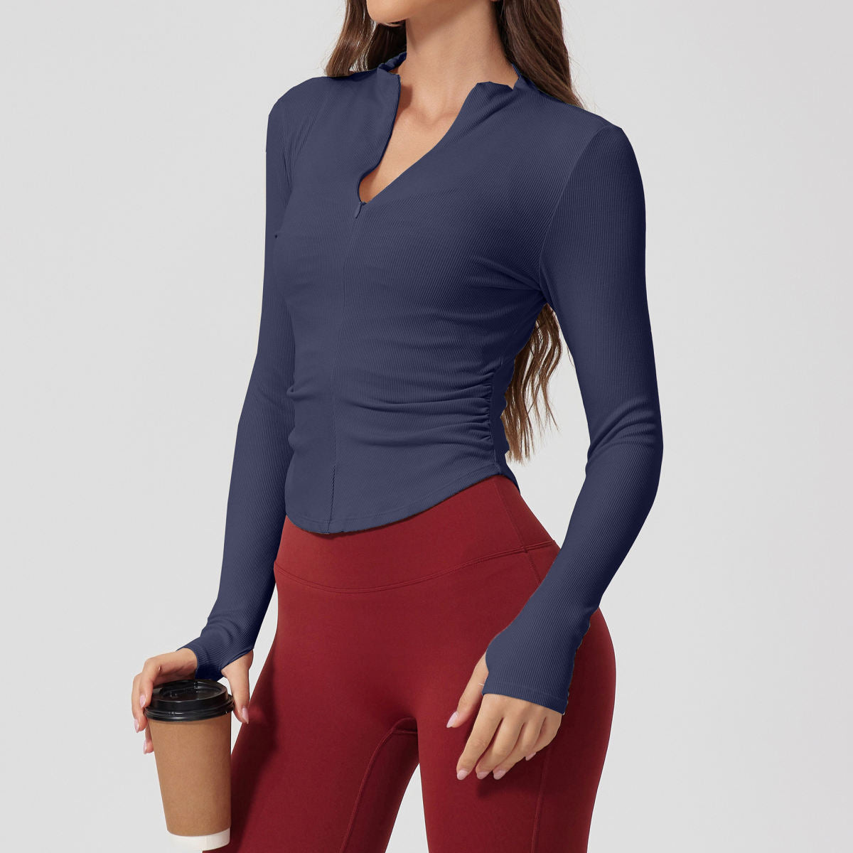 Tight Nude Feel Long Sleeve Thread T-shirt Yoga Clothes Outdoor Sports Top