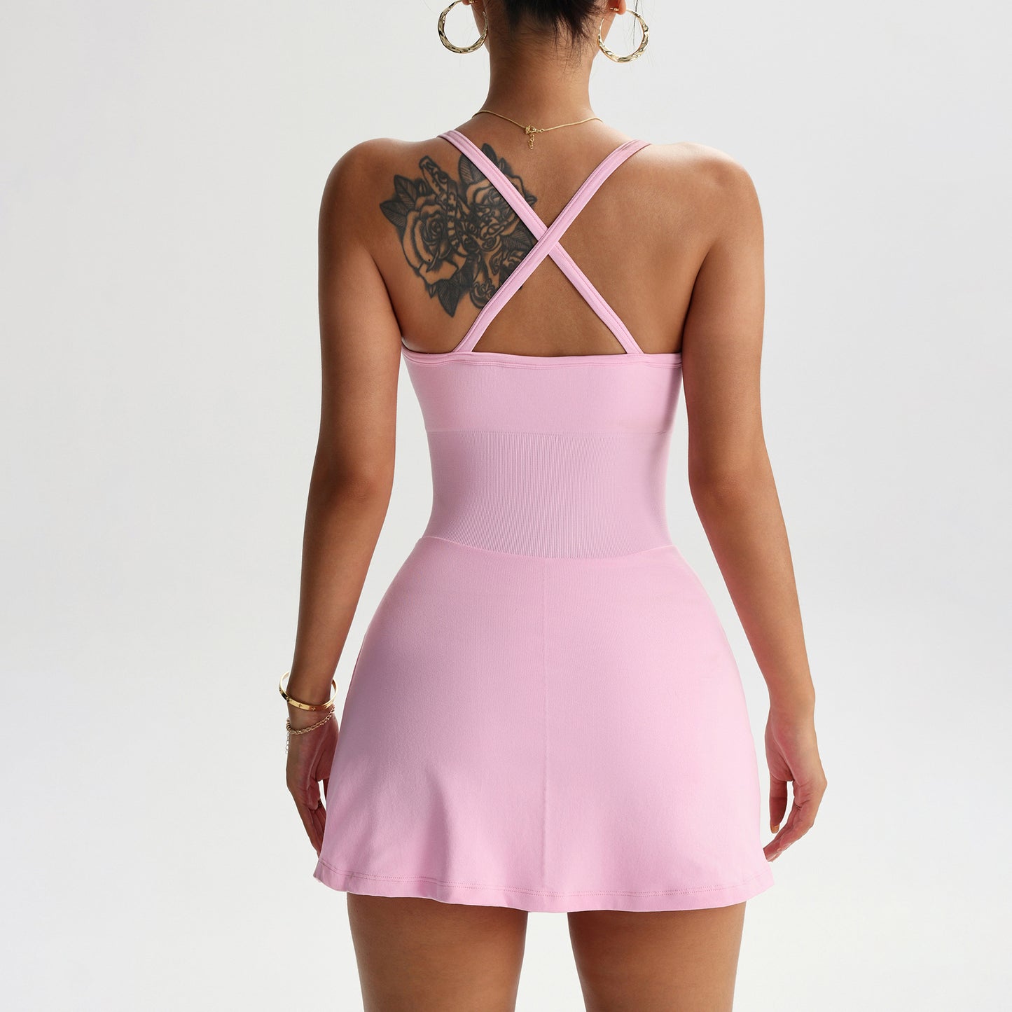 Sexy Backless One-piece Tennis Skirt Fitness And Workout Dress