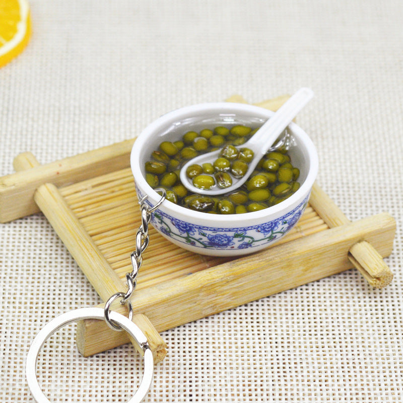 Artificial Food Pendant PVC Egg Noodle Keychain