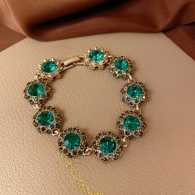 18K Real Gold Plated Oval Zirconia Clasp Bracelet Gift Box Included Vintage Bangle Perfect Present