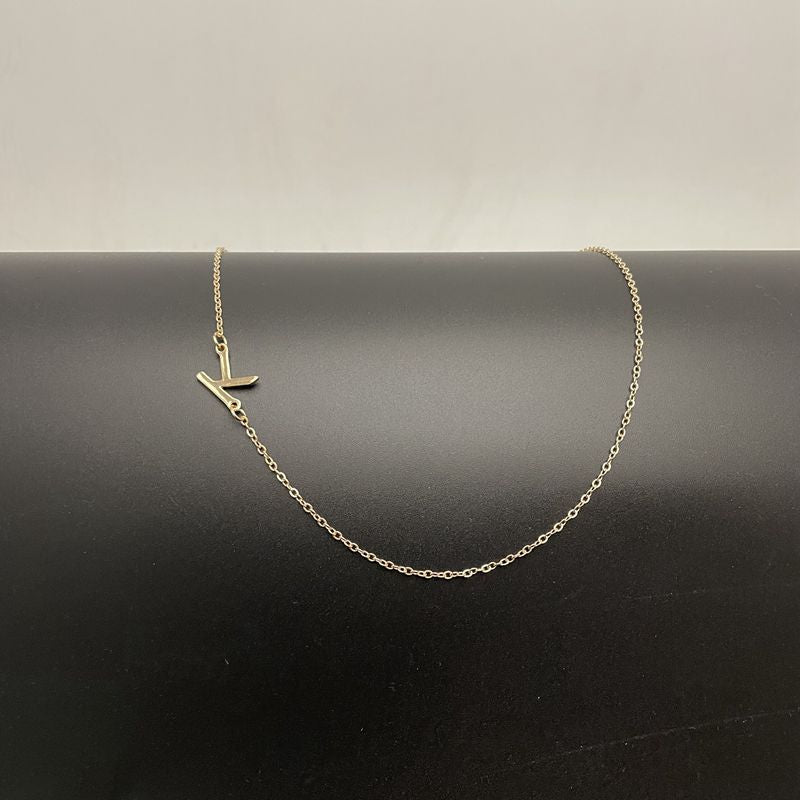 Initial Necklaces For Women, Dainty Gold Letter Necklace 14k Gold Plated Sideways Initial Necklace Cute Name Simple Choker Necklaces For Women Trendy Jewelry Gifts