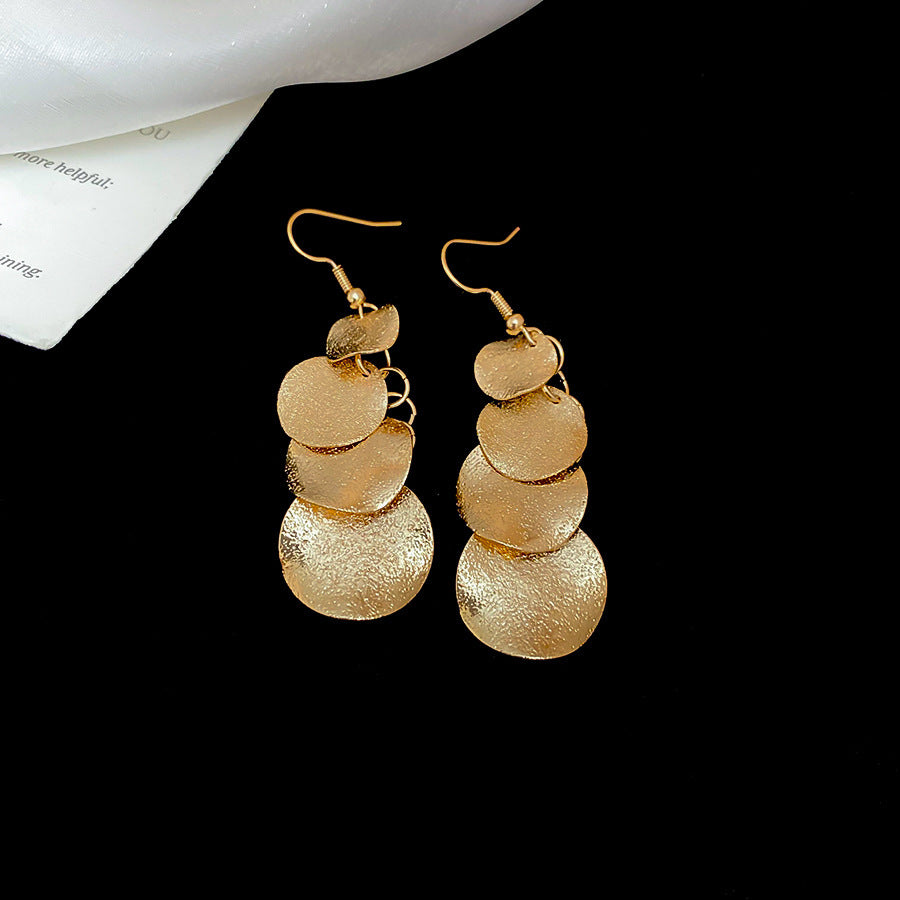 Silver Needle Metal Texture Round Tassel Earrings For Women Fashion Personality Versatile Luxury