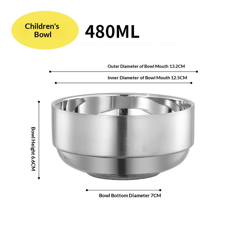 Commercial Korean-style Minimalist Stainless Steel Double-layer Bowl
