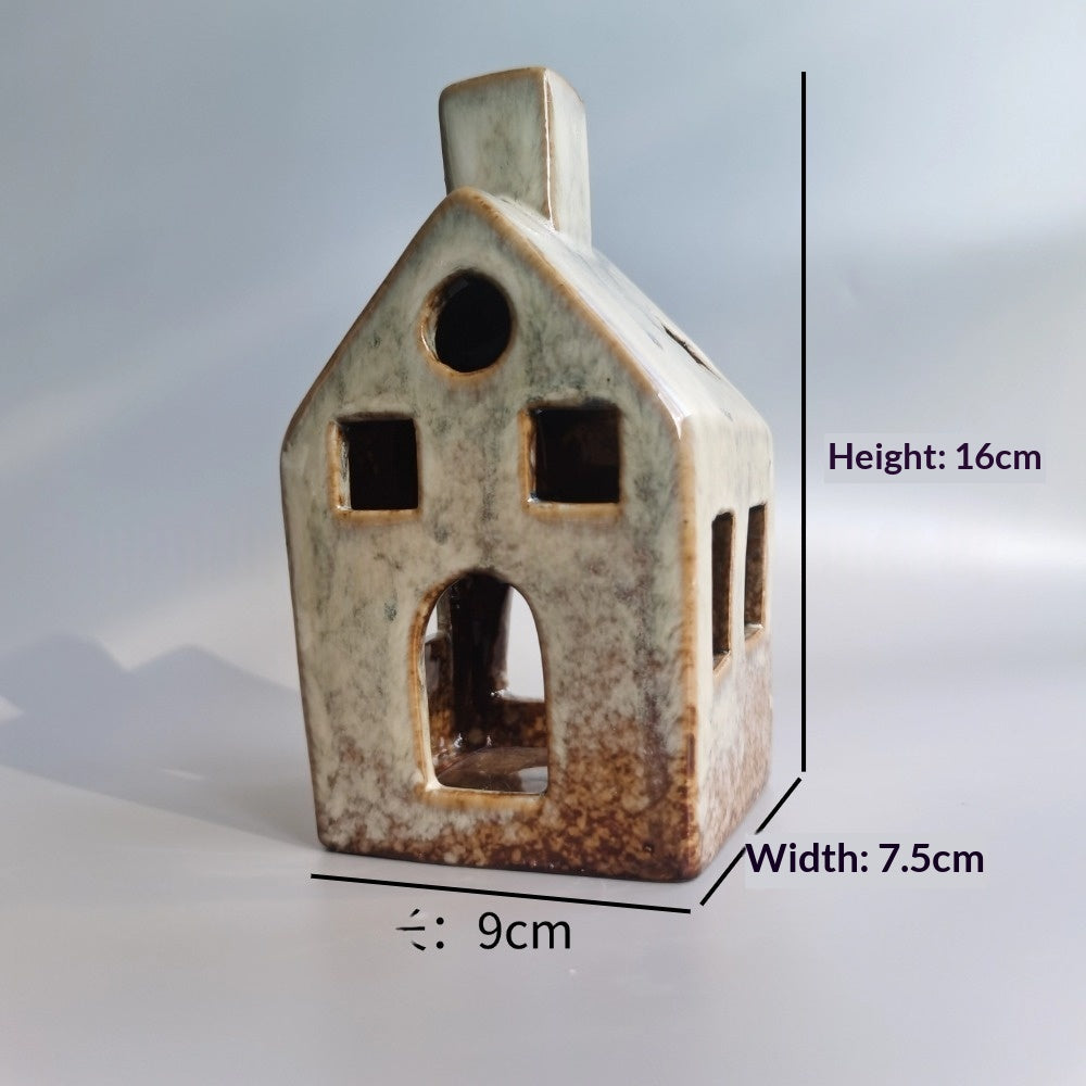 European-style Christmas House Tea Light Ceramic Ornament