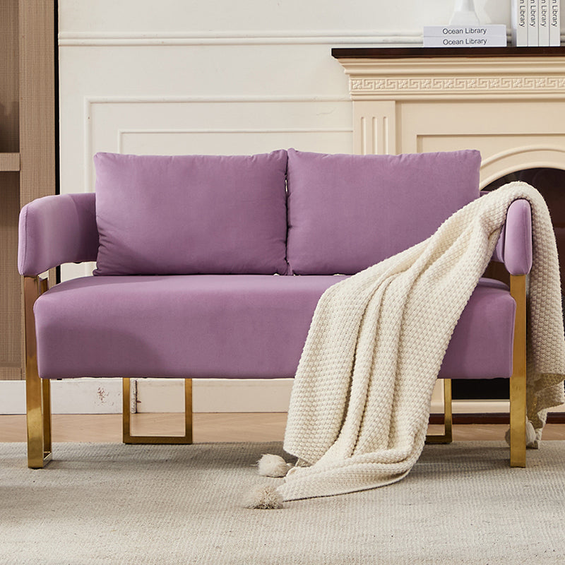 TS Modern Decorative Chair, Living Room Side Chair With Gold Metal Legs, No Wheels, Suitable For Dressing Area, Reception Room, Office,Teddy Fleece Upholstered Metal Foot Sofas