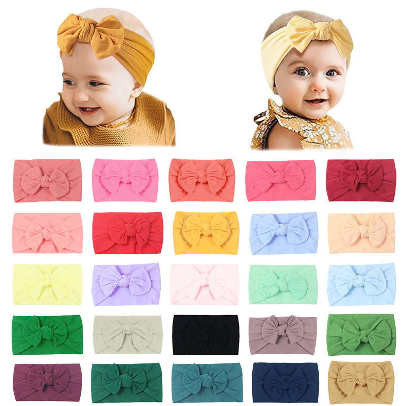 Super Stretchy Soft Knot Headbands With Hair Bows Head Wrap Hair Accessories For Newborn Baby Girls Infant Toddlers Kids