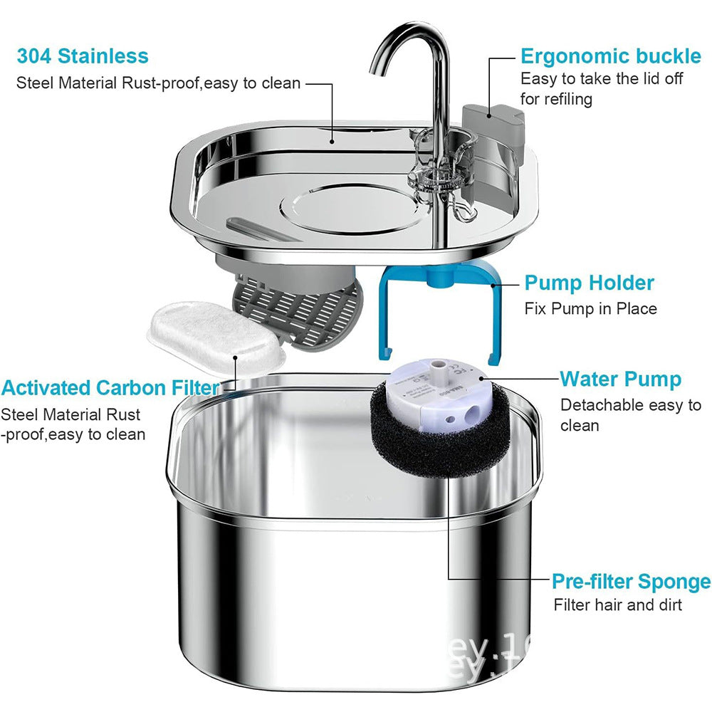 3.2L Stainless Steel Faucet Pet Water Dispenser