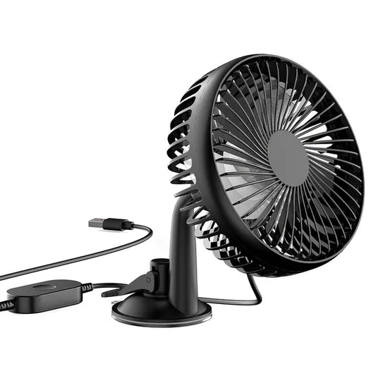 Car Cooling Fan Portable Rotatable USB Vehicle Fan Backseat Clip Fan Dashboard Window Suction Fan For SUV RV Pickup With 3 Speeds