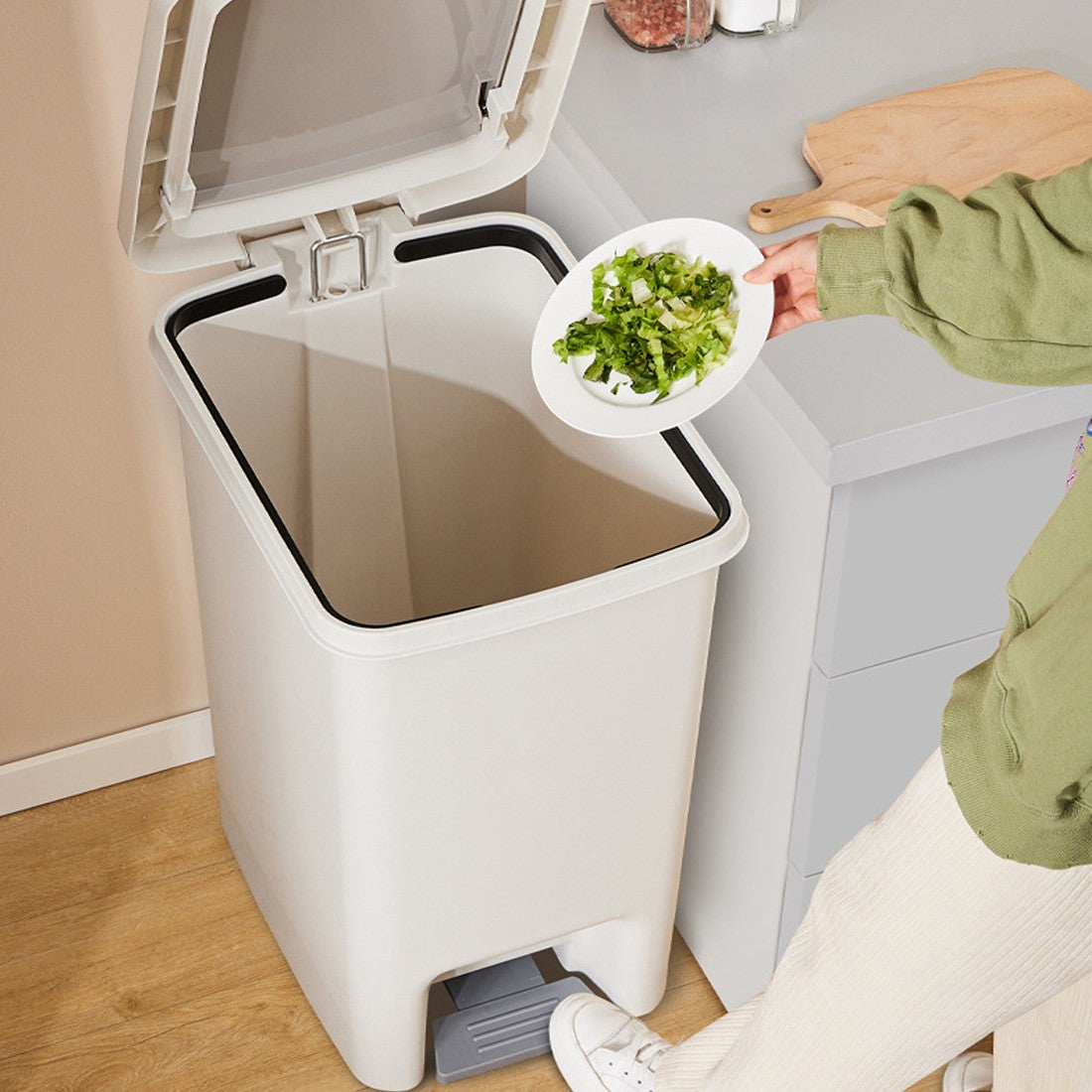 Household Trash Can, Kitchen, Bathroom,toilet, Living Room, With Lid, Foot Pedal