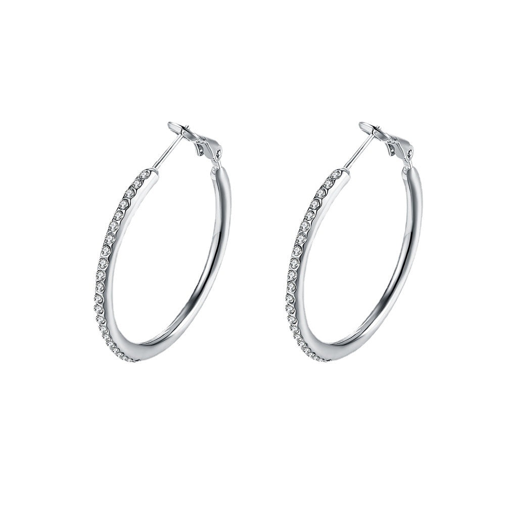 Zircon Earrings Women's Japanese And Korean Fashion Popular Gang Drill Large Ring Earrings