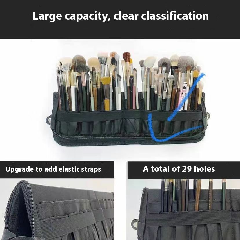 Large Capacity Zipper Folding 29 Pieces Makeup Brush Storage Bag