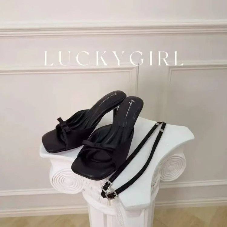 Women Elegant Open Toe Slide Sandals For Outdoor Summer Wear, Gorgeous Bow High Heel Sandals