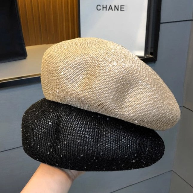 Sequin Beret, Korean-style Casual All-match Painters Cap