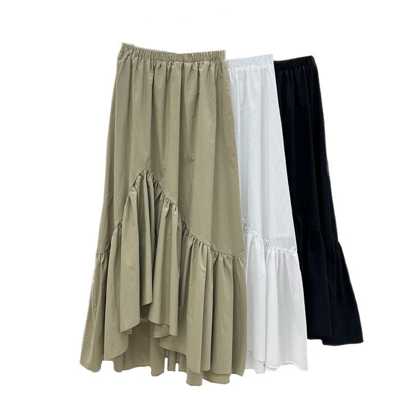 Ruffled Asymmetrical Skirt Womens Korean Style